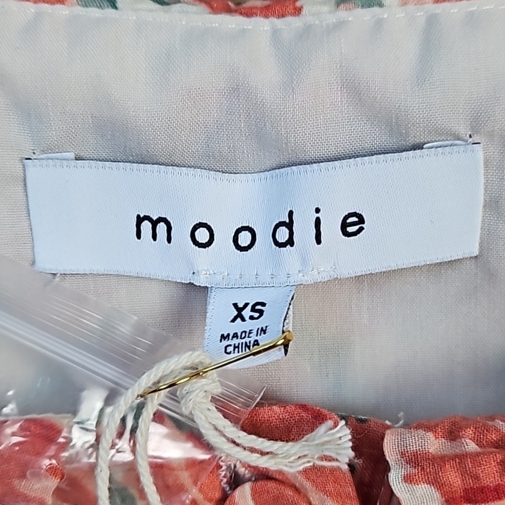 NWT Moodie Textured Cotton Coral Floral Print Ruffle Bib Collar Babydoll… - Picture 13 of 16